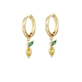 Tropical lemon drop earrings with yellow and green zircons in gold-plated finish - Lemon Earrings