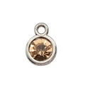 Silver-plated DIY pendant with faceted amber birthstone crystal for jewelry making - Gold