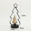 Albero di Natale in vetro luminoso con cornice in metallo nero, decoro da tavolo 33 cm - Stile G Forma di albero (300g)