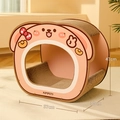 Griffoir pour chat en forme de chiot rose en carton ondulé dimensions 57x30x47cm - Style Lapin de la Fortune