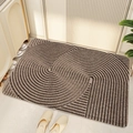 Felpudo de PVC marrón y beige con patrón de espirales para entrada de casa y exterior - 45*75cm / Espacio Geométrico-Caqui
