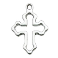 Antieke zilveren legering kruis hanger met hol ontwerp voor DIY sieraden maken - Hol kruis 15x21mm