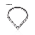 Silver G23 titanium teardrop hinged segment ring with white zircons 1.2x8mm size - 1.2*8mm / 11# Teardrop Design Style