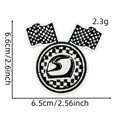Racing theme embroidery patch with helmet and checkered flag design, dimensions 6.5x6.6cm - Racing Patch #32 (Big Helmet)