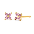 Elegant s925 silver stud earrings with four-leaf clover design and pink cubic zirconia - Pink Gold