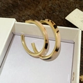 Detailed close-up of C-shaped acetate leopard print and pink enamel hoop earrings on box - Light Coffee