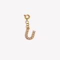 18K gold plated letter J pendant with inlaid white pearls and spring ring clasp - Letter U
