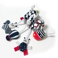 Black white and red high contrast plush activity spiral toy for baby stroller or crib - Black and White Donkey