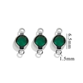 Silver stainless steel 6.5mm green crystal connectors with double loops for DIY jewelry - Double Hole Steel - Dark Green