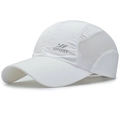 White quick-dry sports baseball cap with mesh side panels and SPORT logo detail - White