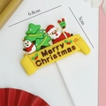 Weicher PVC-Weihnachtskuchenaufsatz mit Nikolaus und Schneemann, Maße 6,8 x 5 cm groß - #6004 Gelbes Merry Christmas Banner mit Elementen