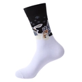 Weihnachtssocken in Schwarz-Weiß mit Schneeflocken- und Schneemann-Motiven - 1339-Schwarz Weißer Schneemann