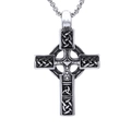 Pendente croce celtica argento con motivi a nodi vichinghi su una collana di metallo - Colore Acciaio Lucido Senza Catena (A0207)