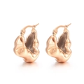 French vintage style C-shaped quilted earrings in polished rose gold finish - Style I Irregular Pleated Design (KE110103-KFC)