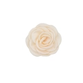 Detailed view of handmade cream satin camellia flower head with delicate burnt edge texture - Beige