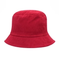 Classic red corduroy bucket hat for women with a vintage ribbed texture and minimalist style - One Size / Red