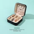 Joyero portátil de 10x10cm en cuero negro con cremallera y almacenamiento interno - Estilo Estándar con Cremallera (Personalizable) / Negro