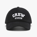 Black baseball cap featuring white 3D CREW EST.1983 embroidery on brushed soft fabric - Black