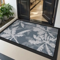 Zerbino floreale rettangolare grigio-blu con trama antiscivolo e bordo in gomma nera - S / Palmeto di Fine Estate