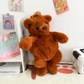 Cute brown plush teddy bear shaped backpack with soft fuzzy texture for women - Tan