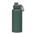 Matte dark green 1L stainless steel sports bottle with portable handle lid - Moss Green - Sport