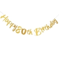 Golden Happy 80th Birthday cursive banner decoration for party celebration - 80th Birthday Glitter Style / Gold