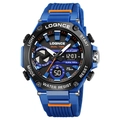Orologio sportivo blu scuro con dettagli arancioni, doppio display e impermeabile 50m - Blu scuro