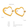 Boucles d'oreilles cœur en acier titane doré avec perles d'imitation, modèle F246 - Perle de Coeur Dorée (F246)