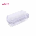 Professional white plastic nail cleaning brush with soft bristles and transparent body - Double Sided Brush / Clear