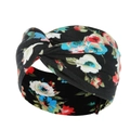 Elastic yoga headband with vintage floral cashew print in black and red colors - Black Background Multi-color Floral (41)