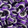Purple resin evil eye round beads with white stripes for DIY jewelry making and crafts - Purple