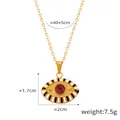 Hip-hop style Evil Eye necklace in gold with red stone and enamel, 40+5cm chain length - Gold Yellow Red Zirconia