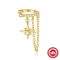 925 sterling silver gold geometric star tassel ear cuff with sparkling zircon accents - Style #5 Gold - Single
