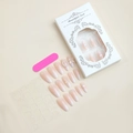 Detailed set of gradient press-on nails with 3D bear, heart motifs and pearl edges - Pink White Gradient Bear Style (XB-80-03)