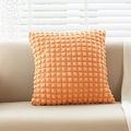 Orange waffle texture pillow case on a sofa with warm natural window lighting - 45x45cm / Flesh Orange
