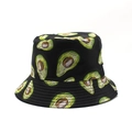 Unisex black bucket hat with avocado print for outdoor sun protection and casual summer wear - M (56-58cm) / Black