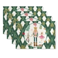 Set di tovagliette natalizie con schiaccianoci e ballerina su sfondo a quadri verdi - CD62-4 (Schiaccianoci Rombo Verde Scuro) / Tovaglietta 30x45cm Set da 4