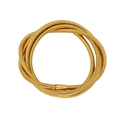 Detail of a multi-layer gold snake chain bracelet with a smooth cylindrical clasp - 4 Rows / Gold