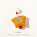 Fermaglio a stella gialla con fiocco di neve ricamato e mini cappello di Babbo Natale - Cappello a Stella - Singolo