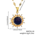 Golden starry sky necklace featuring a round dark blue gemstone with small diamond accents - Gold Sunflower/N00761-20