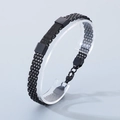 Bracciale da uomo nero in acciaio inossidabile con catena a serpente intrecciata e mesh - Stile Intrecciato in Maglia Nera (KB149472-KLHQ)