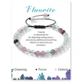 Handmade woven 6mm natural fluorite bead bracelet with adjustable black cord - Fluorite