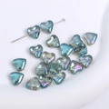 Iridescent heart-shaped glass beads in blue and purple hues for DIY jewelry making - Heart-8mm-Blue