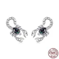 Original vintage s925 sterling silver scorpion stud earrings with opal stone - 925 Silver / SCE1883 Stud Earrings