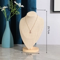 Linen necklace bust display stand with wooden base and dimensions 18x29.7cm - Large Heart-Shaped Linen Bust Model