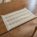 Bohemian style woven placemat with geometric wave patterns and delicate tassels - Wave Geometric Pattern