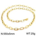 Golden titanium steel paperclip chain necklace for women size 550x5mm weight 25g - Style B Gold Necklace 55cm (KN228652-Z)
