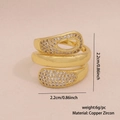 Three-layer gold-plated geometric ring with sparkling zircons and copper material - Triple Layer Hollow Drop Style(7#)