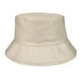 Detailed view of beige cotton bucket hat showing quality canvas fabric and stitching - Beige