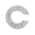 Silver C-shaped ear cuff featuring micro-paved clear cubic zirconia stones - Outer Diameter 2.1cm / White K - 2.1 Outer Dia - White (5105)